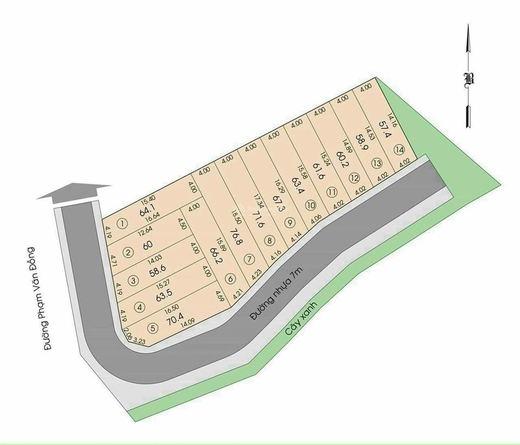 Đất nền sổ hồng riêng  giá f0 đường phạm văn đồng, phường linh tây, q. tđ  dt 67.3m2/2tỷ350