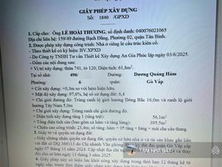 Chính chủ gửi bán lô đất 496/ dương quảng hàm  62m2 (4x15,5m) xây dựng hầm 7 tầng  0933 523 ***