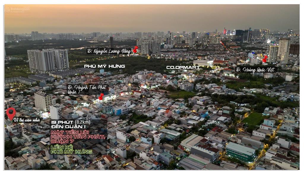 Nhà 5,4x36m (200,7m²), mặt tiền lùi huỳnh tấn phát quận 7 chỉ 12,95 tỷ