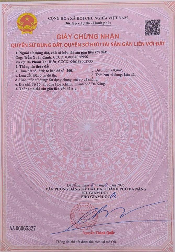 Tôi chính chủ cần bán lô kiệt 119 phạm như xương, hòa khánh nam, liên chiểu