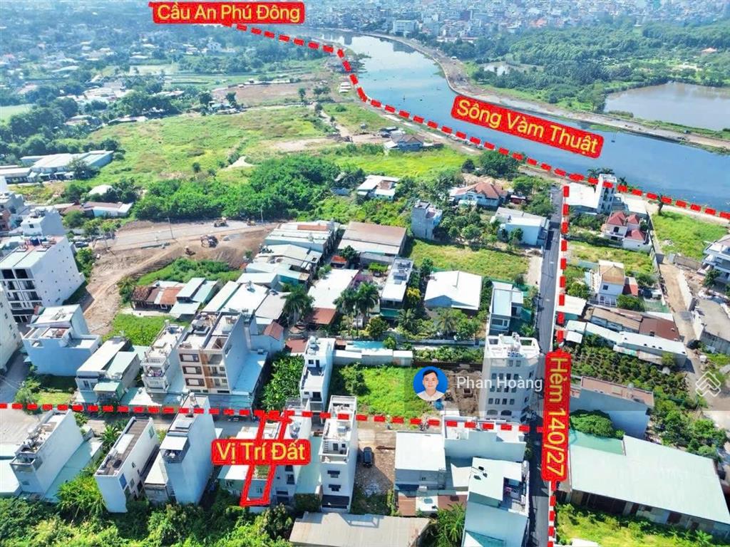 Bán lô đất đẹp hẻm sơn ca 140 vườn lài, an phú đông đường 6m thông ra sông vàm thuật, giá 6.1 tỷ tl