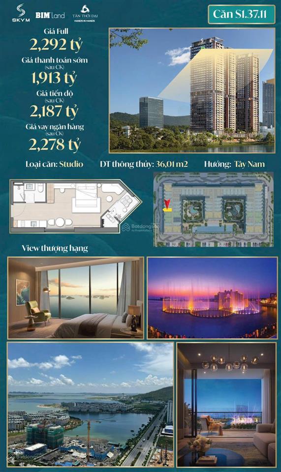 Bán gấp căn hộ 1pn, 31m2 tại aria bay tower, hùng thắng, chỉ từ 700tr view biển vịnh hạ long