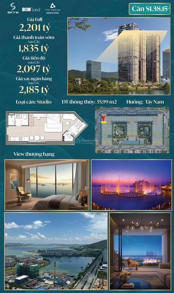 Bán gấp căn hộ 1pn, 31m2 tại aria bay tower, hùng thắng, chỉ từ 700tr view biển vịnh hạ long