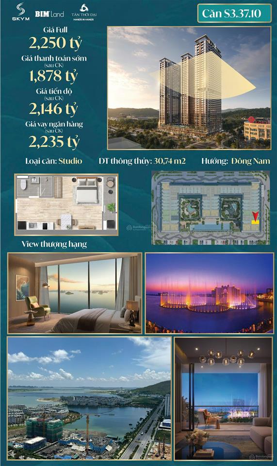 Bán gấp căn hộ 1pn, 31m2 tại aria bay tower, hùng thắng, chỉ từ 700tr view biển vịnh hạ long