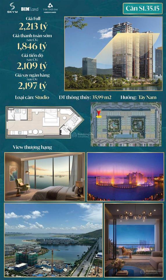 Bán gấp căn hộ 1pn, 31m2 tại aria bay tower, hùng thắng, chỉ từ 700tr view biển vịnh hạ long