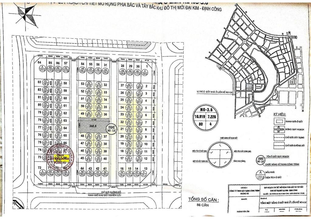 Cần tiền bán gấp lô đất tại đại kim định công mở rộng (mt 6m và 6.5m). giá 63tr/m2
