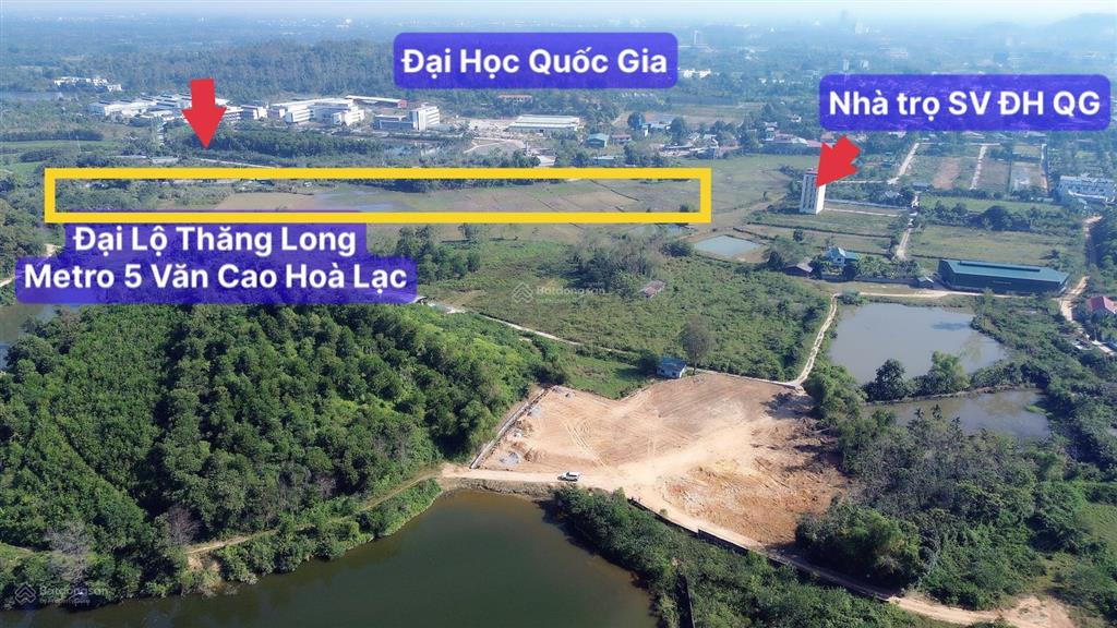 9tr/m2 lô đất giáp metro 5 văn cao hòa lạc, đối diện cổng chính đh quốc gia, giáp khu công nghệ cao