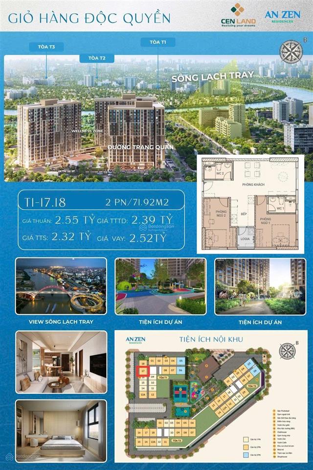 Bán căn hộ 2pn, 2wc tại an zen residence, 2,55 tỷ, 71,92m2, giá tốt, giá trực tiếp từ chủ đầu tư