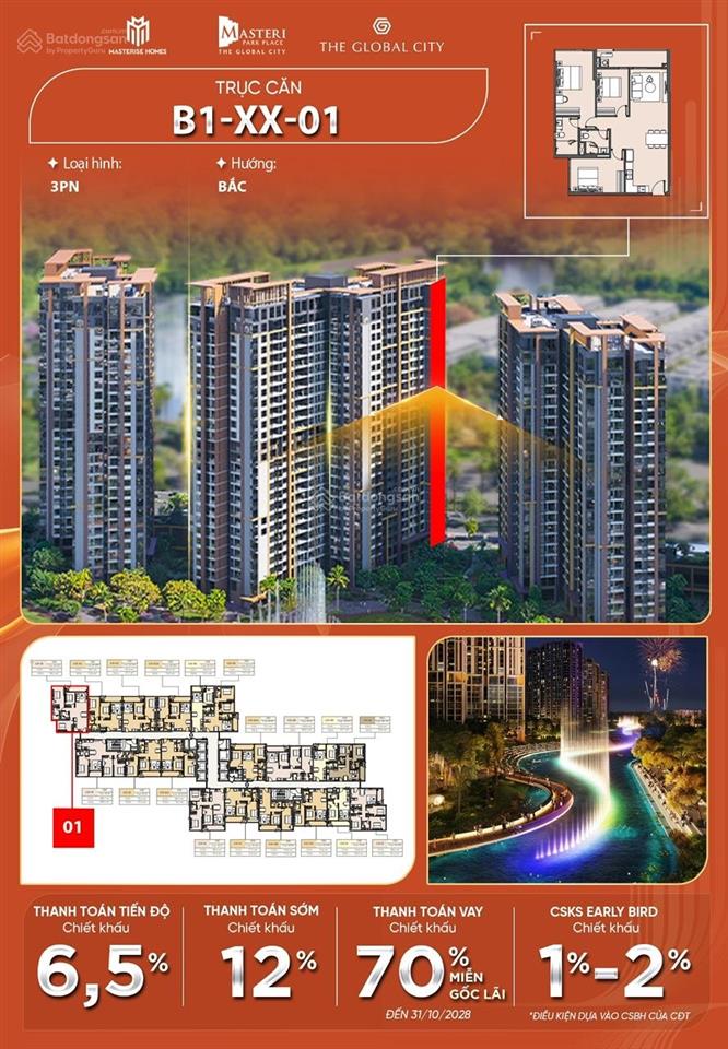 3pn căn góc view nhạc nước, không đối cửa, không gần thang máy, quỹ độc quyền