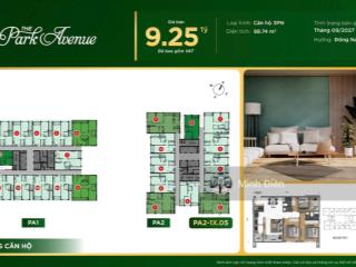Căn hộ đẹp 3pn, 2wc tại the park avenue, 9,25 tỷ, 94m2, nhiều tiện ích hấp dẫn
