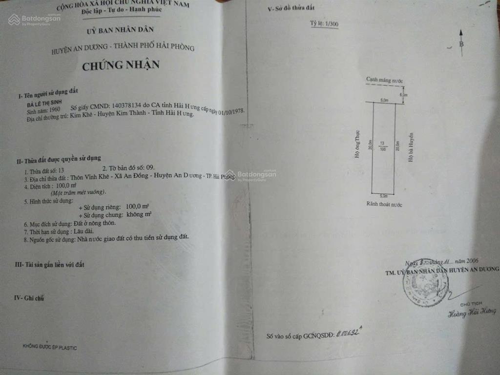 Bán đất mặt đường máng nước an đồng