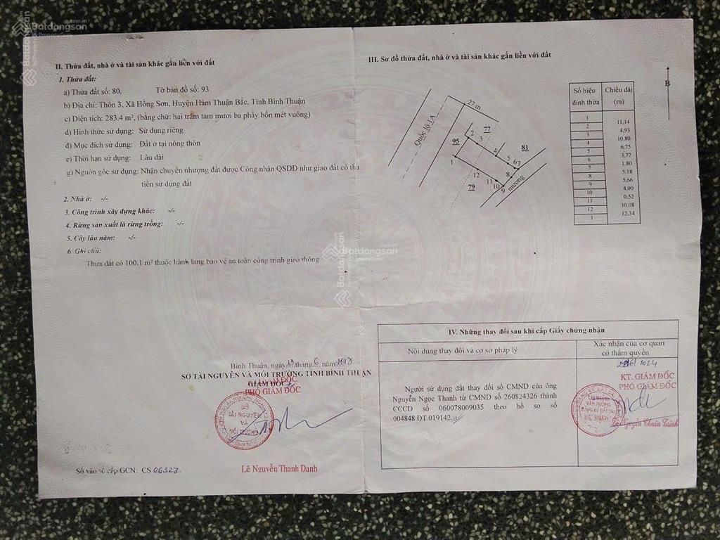 Tôi cần bán lô thổ cư quốc lộ 1a. mặt tiền dài 11m