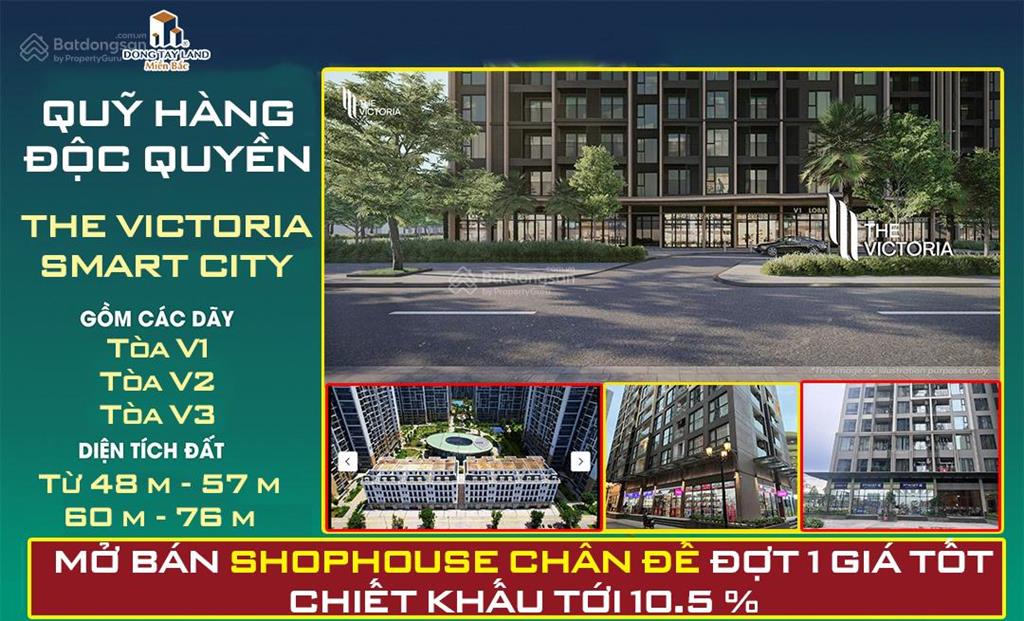 10 căn shophouse khối đế 60m2  76m2 the victoria giá 17x tr/m2  ck 10.5%  dòng tiền 800 tr/năm