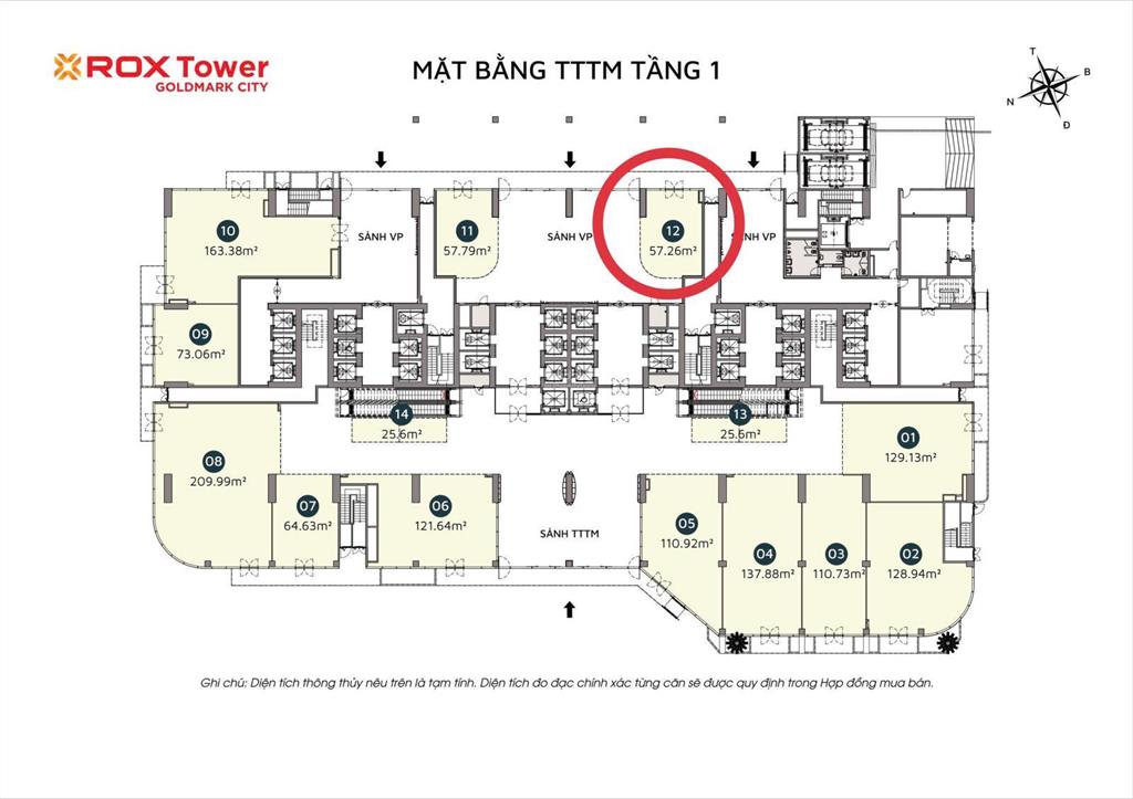Cho thuê sàn kinh doanh thương mại tầng 1 toà nhà văn phòng thương mại rox tower hồ tùng mậu