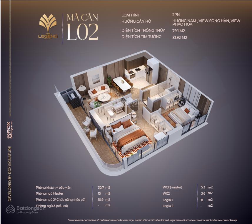 Căn 2pn dự án the legend  căn góc đẹp nhất các căn 2pn  trục 02  tầng cao  qũy ngoại giao cđt