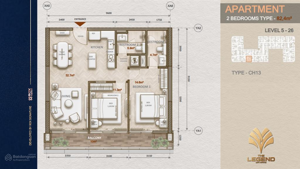 Căn 2pn dự án the legend  căn góc đẹp nhất các căn 2pn  trục 02  tầng cao  qũy ngoại giao cđt