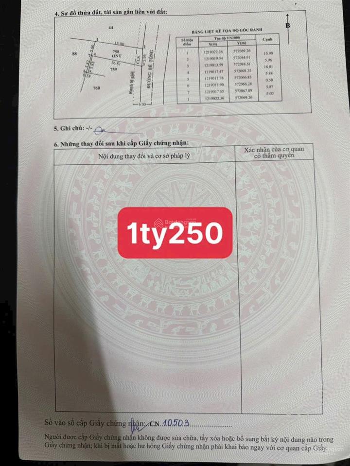 Bán đất tặng kèm căn nhà cấp 4 (dt 101m2) giá 1,25 tỷ. sổ hồng riêng xã phước thạnh.  0902 850 ***