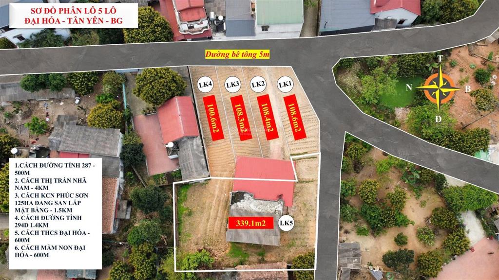 Mở bảng hàng 5 lô đất mới tại đại hoá, tân yên, cách khu công nghiệp phúc sơn 125ha  1,5km