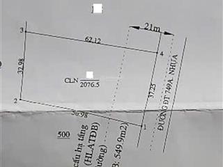Gia đình cần bán lô đất mặt tiền dt749a xã long hoà tp hcm, 37x62, 2076m2. giá 4 tỷ(108tr/m ngang)