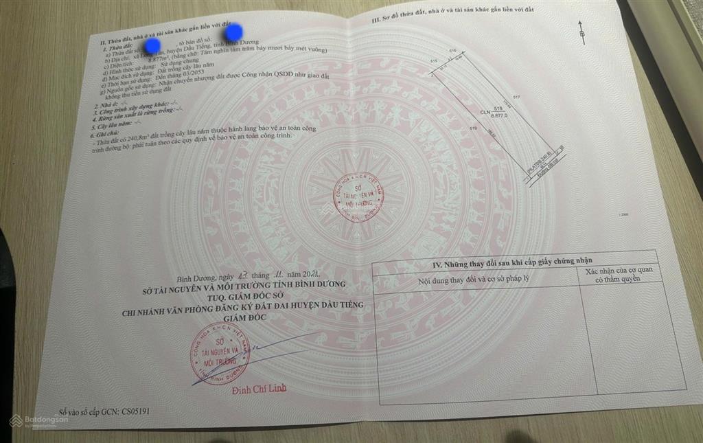 Đất long tân dầu tiếng 8,8 xào, 48m mặt tiền đường nhựa, phủ hồng, giá 5,5 tỷ tl.  0936 419 ***