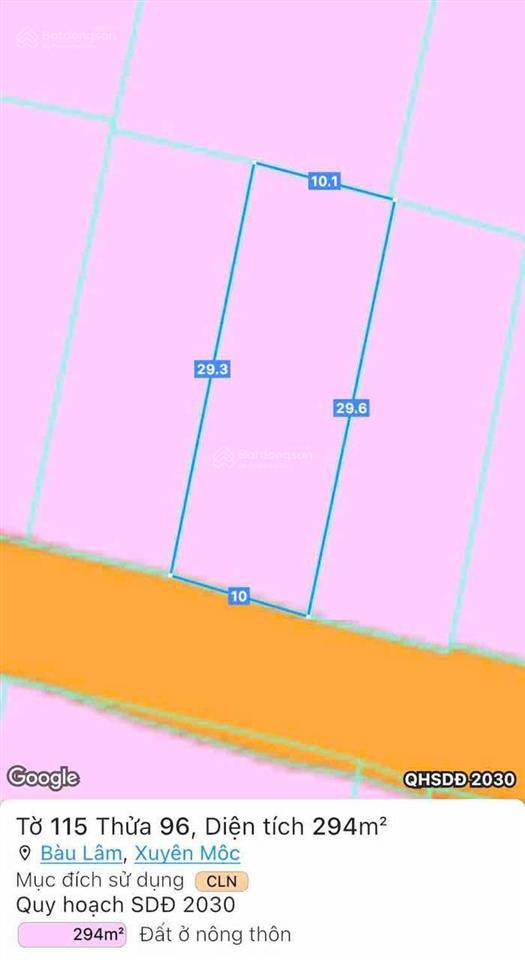 Cần bán đất biệt thự 10x30m giá 1,7ty tại chợ bàu lâm xuyên mộc brvt