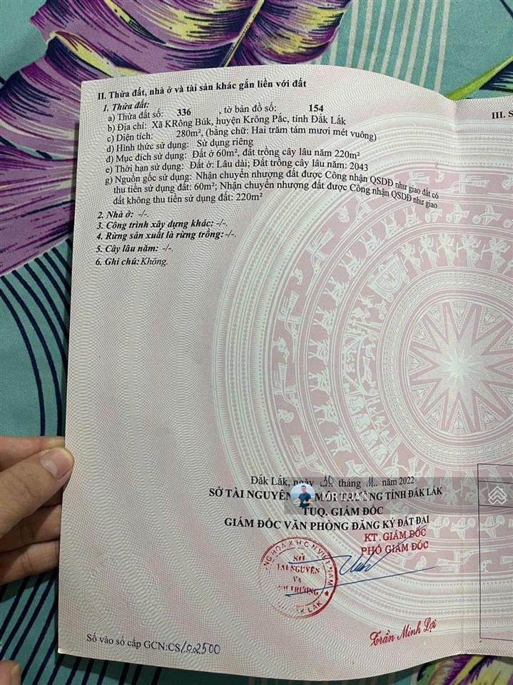 Tôi chính chủ cần bán lô đất km44 . dt 7 x 40 tc  60m2, cách ql14 , 500m , giá 330tr