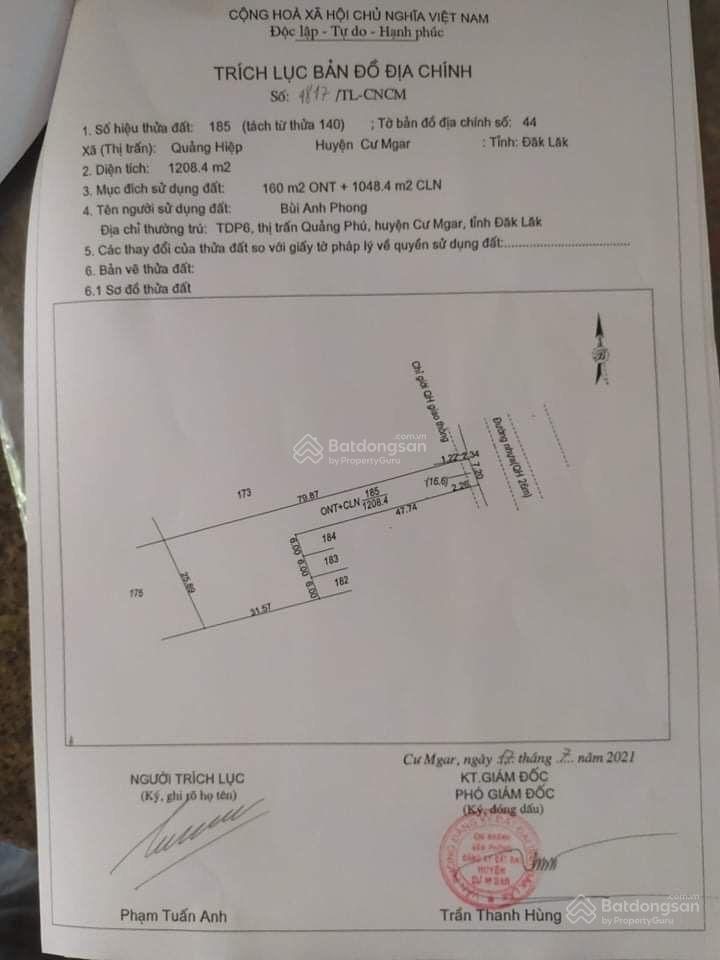 Chính chủ cần bán 4 lô đất mt y ngông xã quảng hiệp. 2400m2 320m2 thổ cư. ngang 19m. giá 3 tỷ 2
