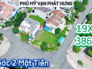 Lô đất biệt thự đơn lập 386m2, vị trí góc đối diện công viên lớn, đẹp nhất kdc phú mỹ vạn phát hưng