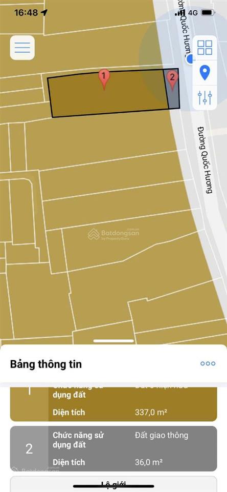 Bán 365,3m2 (10,51 x 35m) đất mặt tiền quốc hương, giá chỉ 85 tỷ (233triệu/m2)