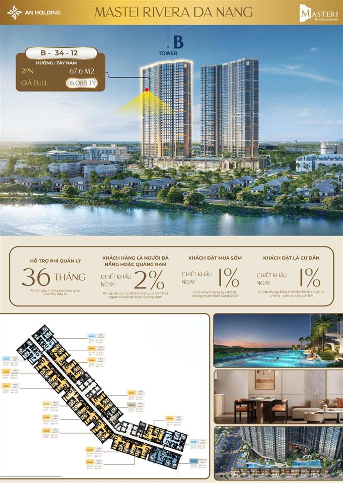 Giá bán và chính sách ưu đãi của căn hộ cao cấp masteri rivera đà nẵng của masterise homes gần biển