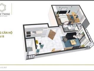 Bán căn góc 1pn view hồ bơi diện tích 62m2, full nội thất giá 2,25 tỷ, topaz twins biên hòa