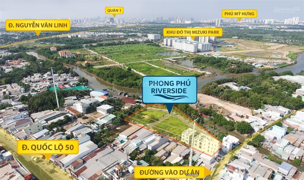 Bán đất view sông thoáng mát quốc lộ 50, bình chánh giá chỉ 5,4 tỷ/96m²  0939 368 ***
