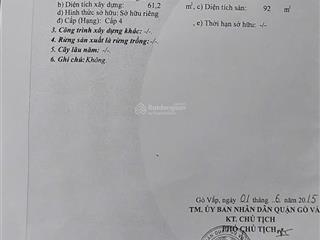 Bán nhà gò vấp  hẻm lê đức thọ  gần chợ  sổ riêng chính chủ