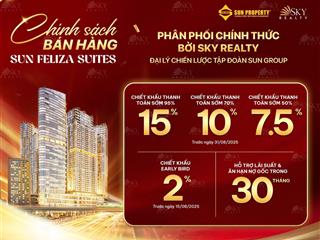 Bán cc 75m2, 2pn, 2wc tại sun feliza suites, phạm hùng, dịch vọng hậu, cầu giấy, hn, 140 triệu / m2