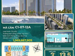 Bán studio dự án sun centro town, 1,6 tỷ, 33m2, đầy đủ nội thất tiêu chuẩn 5 sao siêu vip