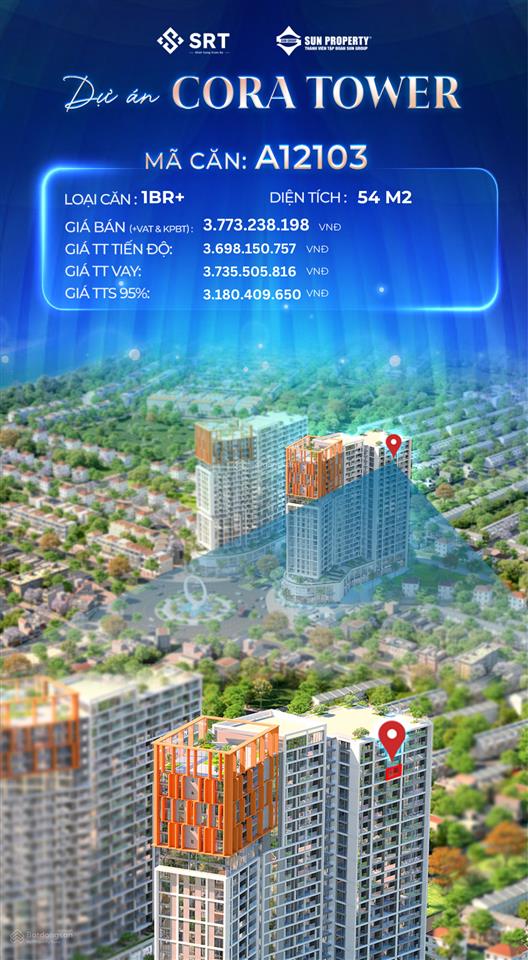 Căn hộ cora tower a1.21.03 view sông, pháo hoa, giá tts chỉ còn 3.180 tỷ