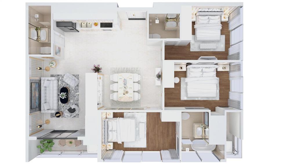 Căn góc sân vườn diện tích 121m2, 3 phòng ngủ, s1.03.01 view sông dự án sun spana tower