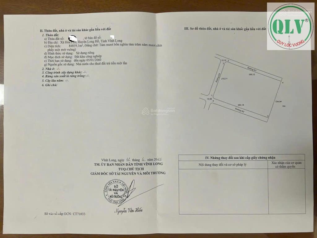 Bán đất công nghiệp diện tích 84.559m2 tại kcn hòa phú vĩnh long