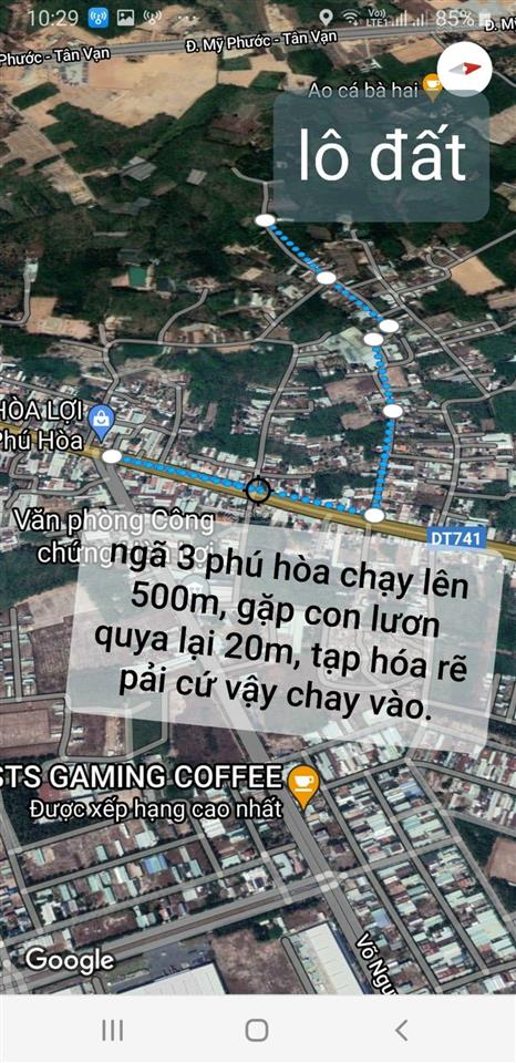 Bán đất hoà lợi 1 sẹc đt 741, bến cát, bình dương