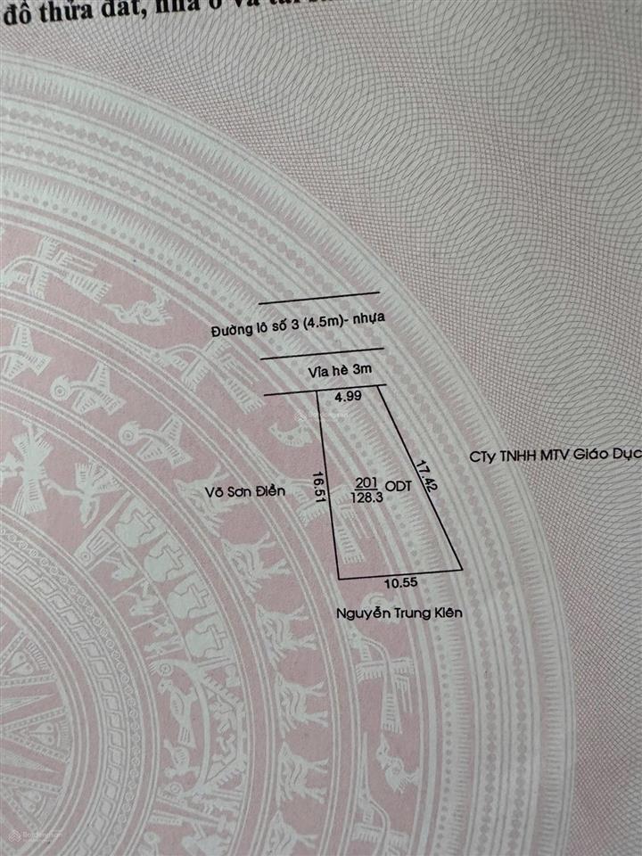 Chính chủ bán đất khu biệt thự siêu vip gần trần văn giác p. phú hoà. dt 128m2. giá 4 tỷ 350tr