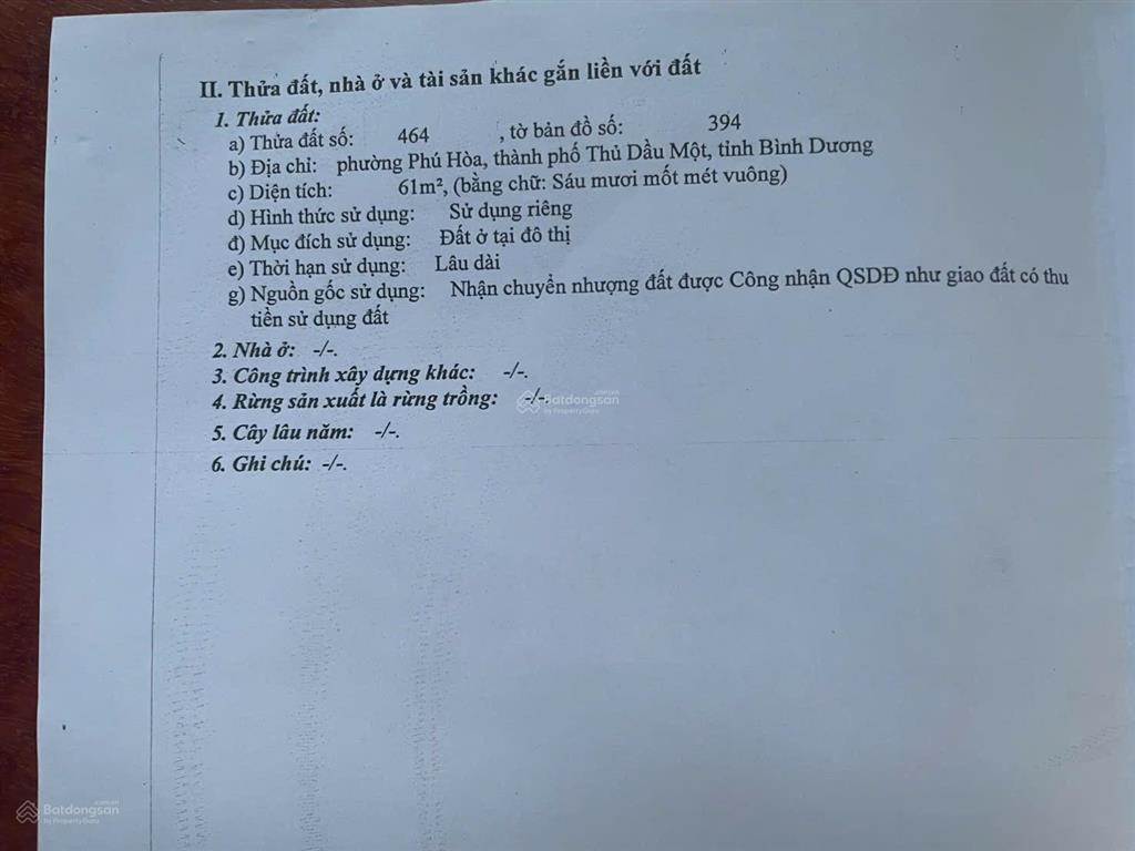 Bán đất ngay chợ bình điềm  phú hoà. dt 61m2(4,3x15) nở hậu 5m, thổ cư 100%. giá 2 tỷ 150 triệu
