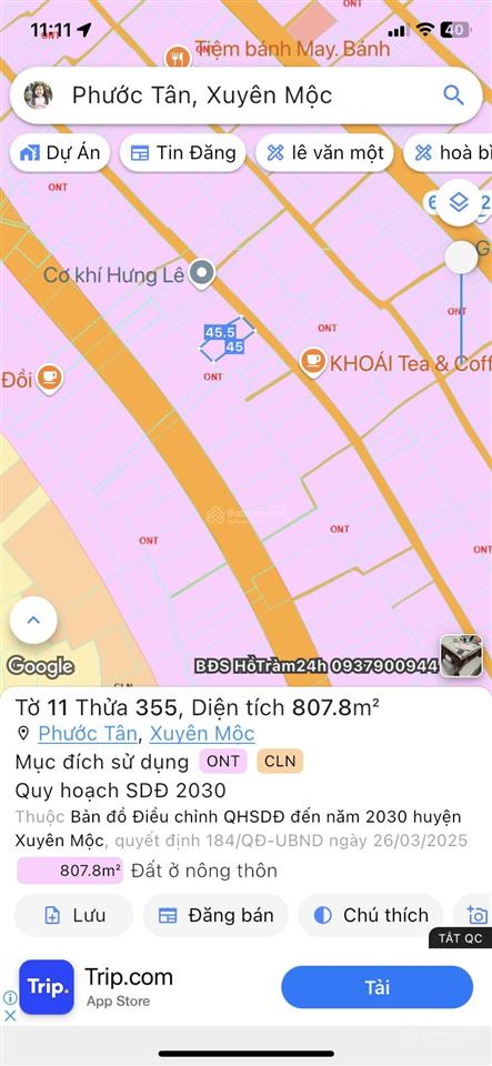 Cần bán nhanh lô đường nhựa phước tân, xuyên mộc. ngay tl328 mới
