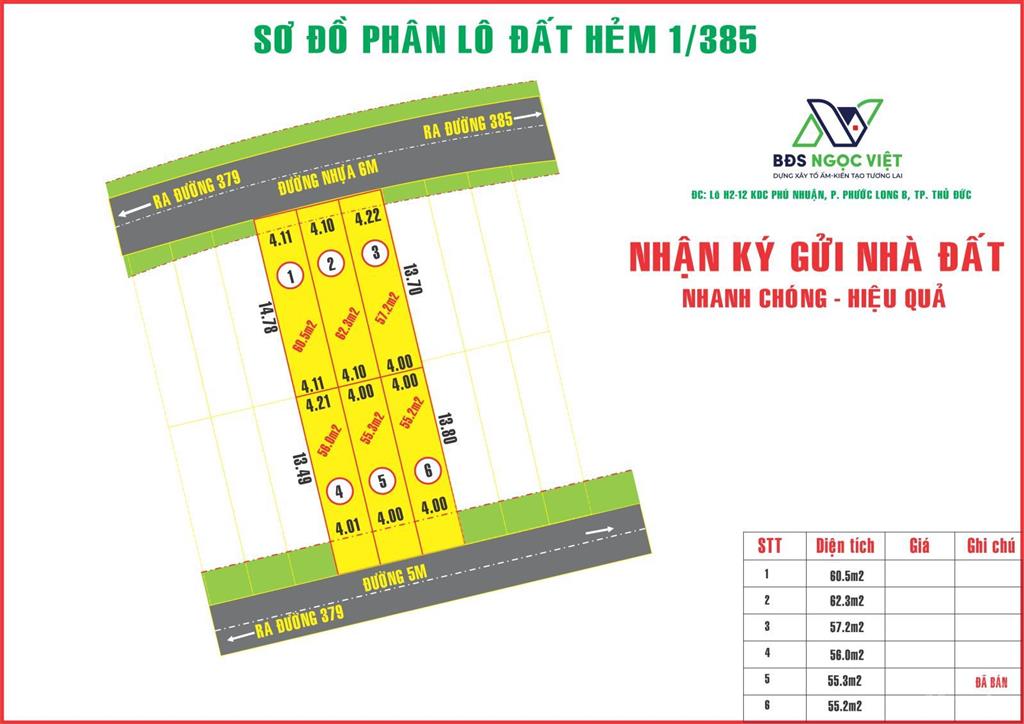 Bán 6 lô đất đường 385, p. tăng nhơn phú a, tp. thủ đức (q9)