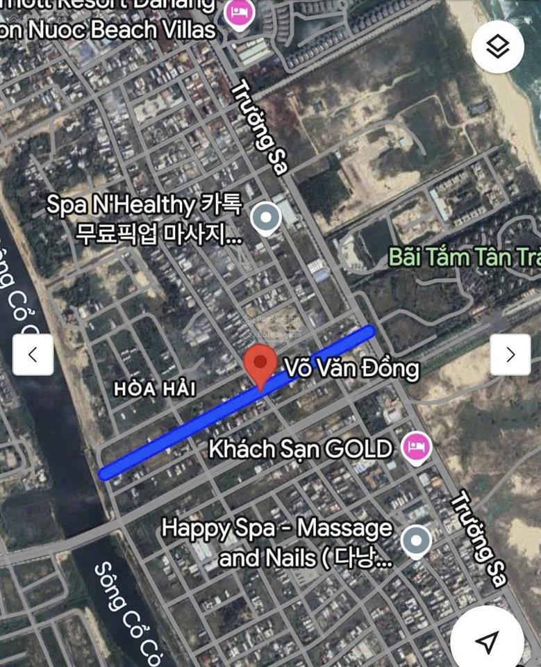 Bán đất mặt tiền võ văn đồng, hòa hải, dt 180m2 gần bãi tắm tân trà, giá 13.5 tỷ tl