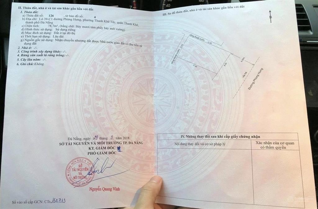 Bán đất mặt tiền phùng hưng, chỉ 30m ra biển, dt 79m2 ngang 6,5 giá 9.5 tỷ