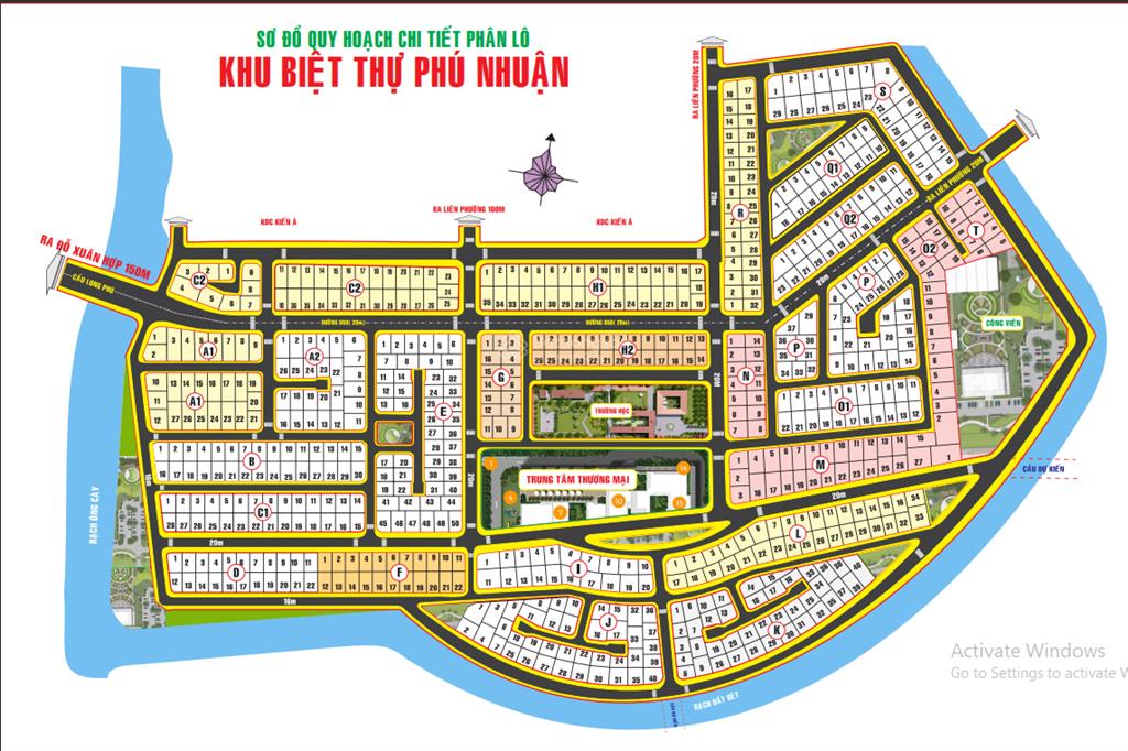 Bán đất mặt sông kdc phú nhuận, lô mặt sông có đất công viên lớn, đường trước nhà 20m, giá 97 tr/m2