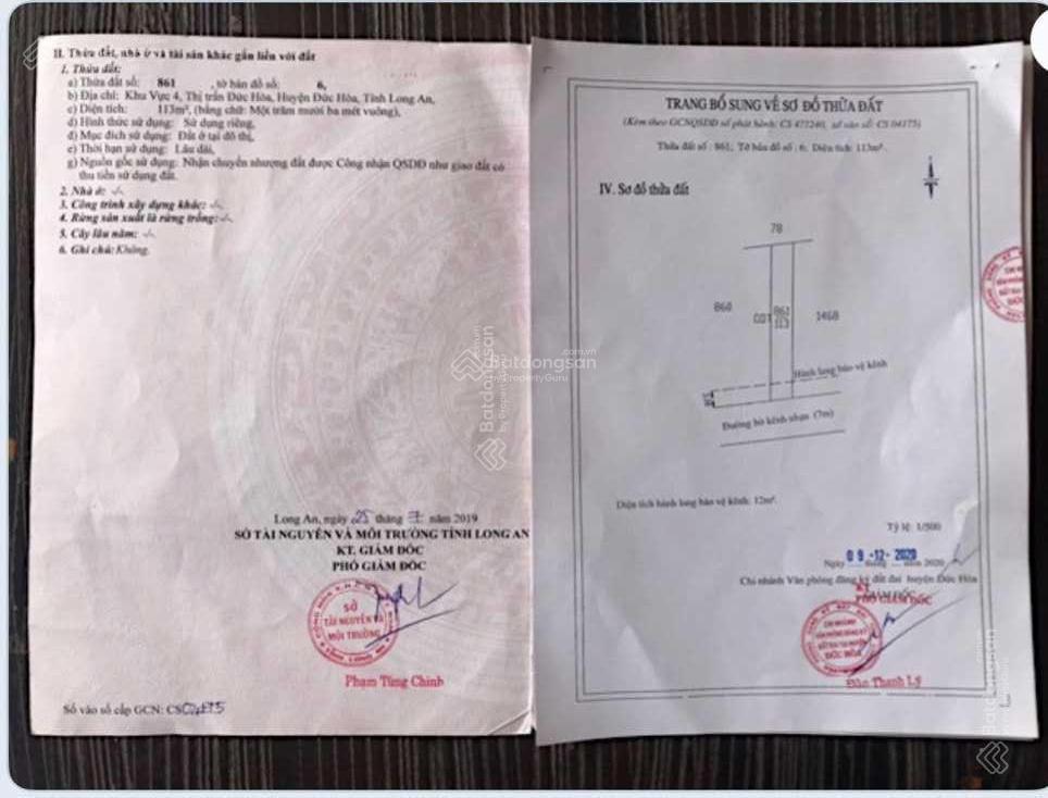 700 triệu! đất ngay trung tâm thị trấn đức hòa (5x20).  0931 313 ***