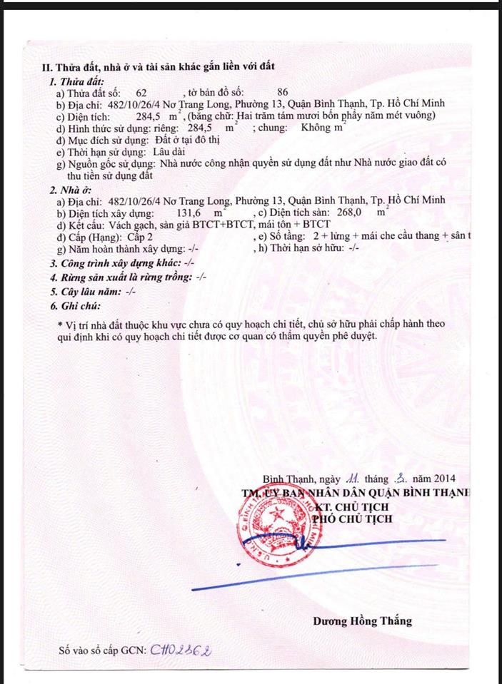 Đất xây căn hộ dịch vụ, nhà ở 10x28m (284m2) hẻm 5m nơ trang long  nguyễn xí giá đầu tư