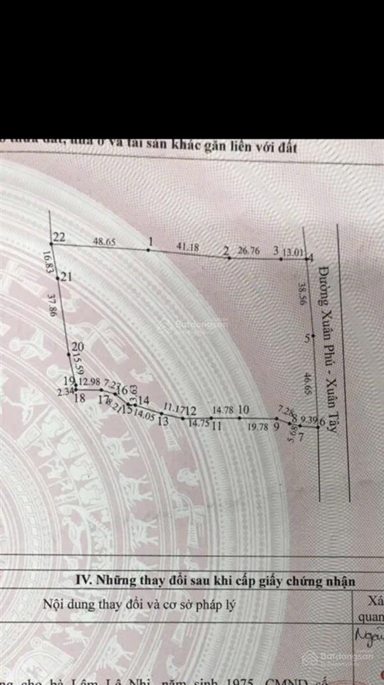 Đất 2 mặt tiền xuân phú xuân tây  xuân tây bảo bình, có 300m2 thổ cư, thích hợp đầu thư phân lô