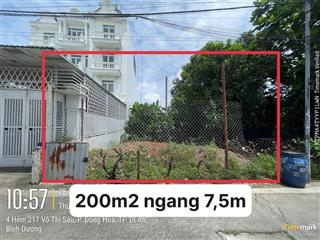 Chính chủ cần bán đất trung tâm phường đông hòa gần big c go dĩ an, 200,9m2 ngang 7,5m, giá 6 tỷ